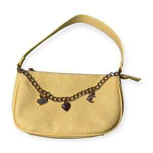 Juicy Couture Yellow Textured Purse w/ Charms Retro Y2K Shoulder‎ Bag